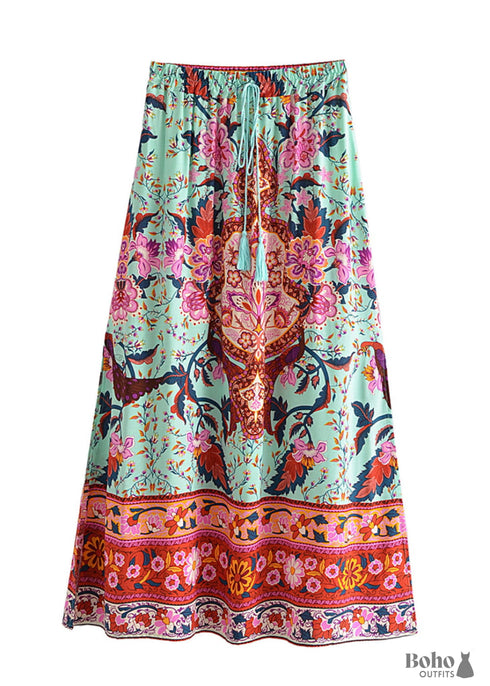 Boho Skirts in Heart Chakra in Green For Women